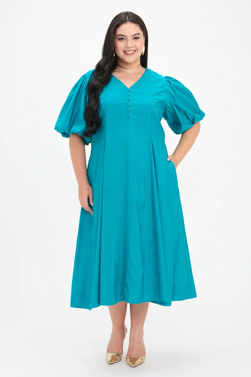 Malathi|100% Viscose Fit And Flare Midi Dress