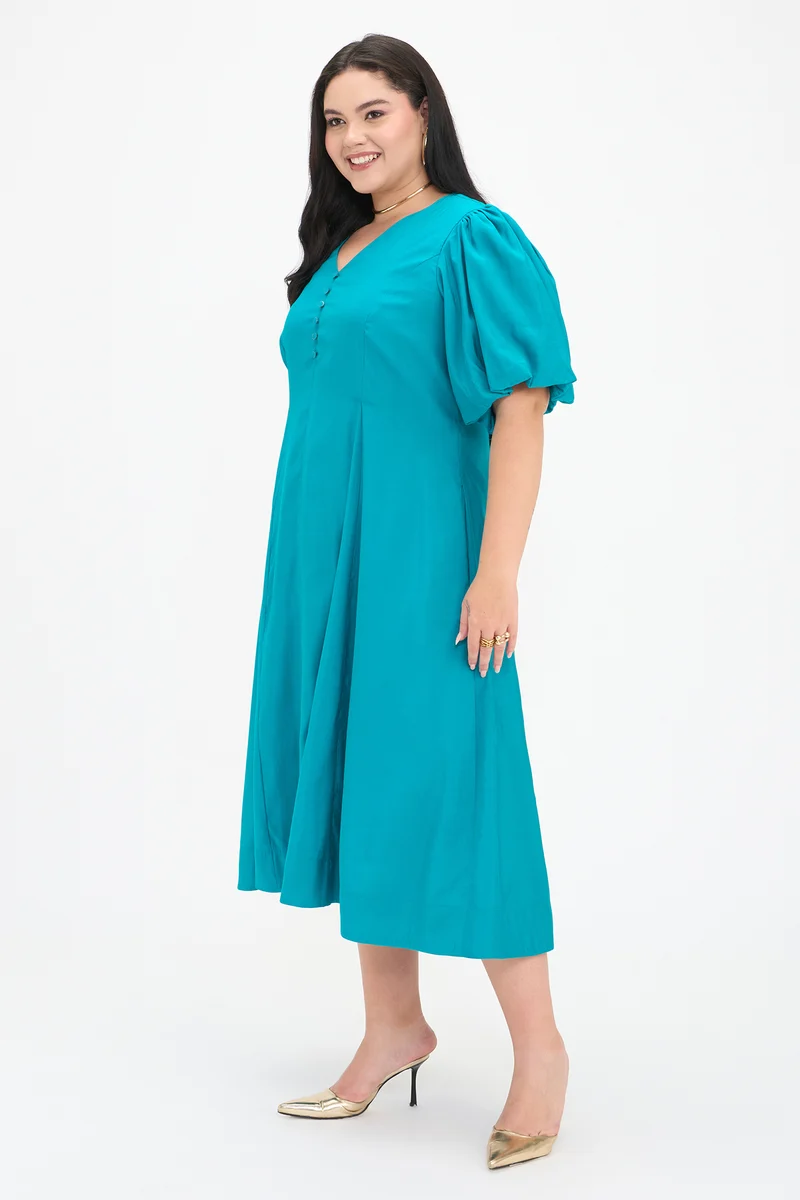 Malathi|100% Viscose Fit And Flare Midi Dress