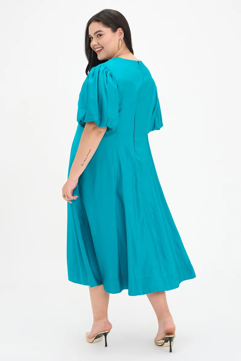 Malathi|100% Viscose Fit And Flare Midi Dress