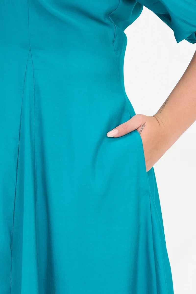 Malathi|100% Viscose Fit And Flare Midi Dress