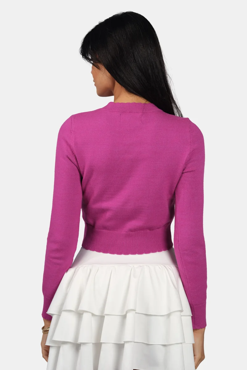 Fili|Viscose Scallop Hem Crop Knit Top