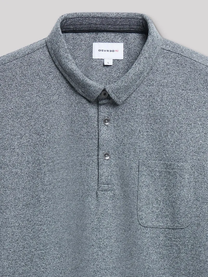 Polo à manches longues faux-uni