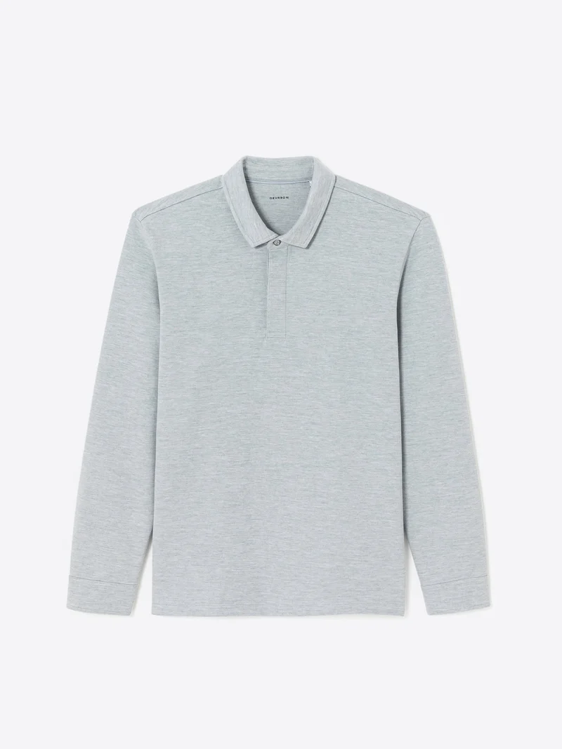 Polo manches longues chiné en coton
