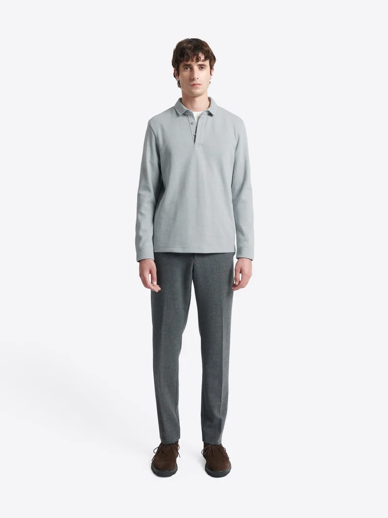 Polo manches longues chiné en coton