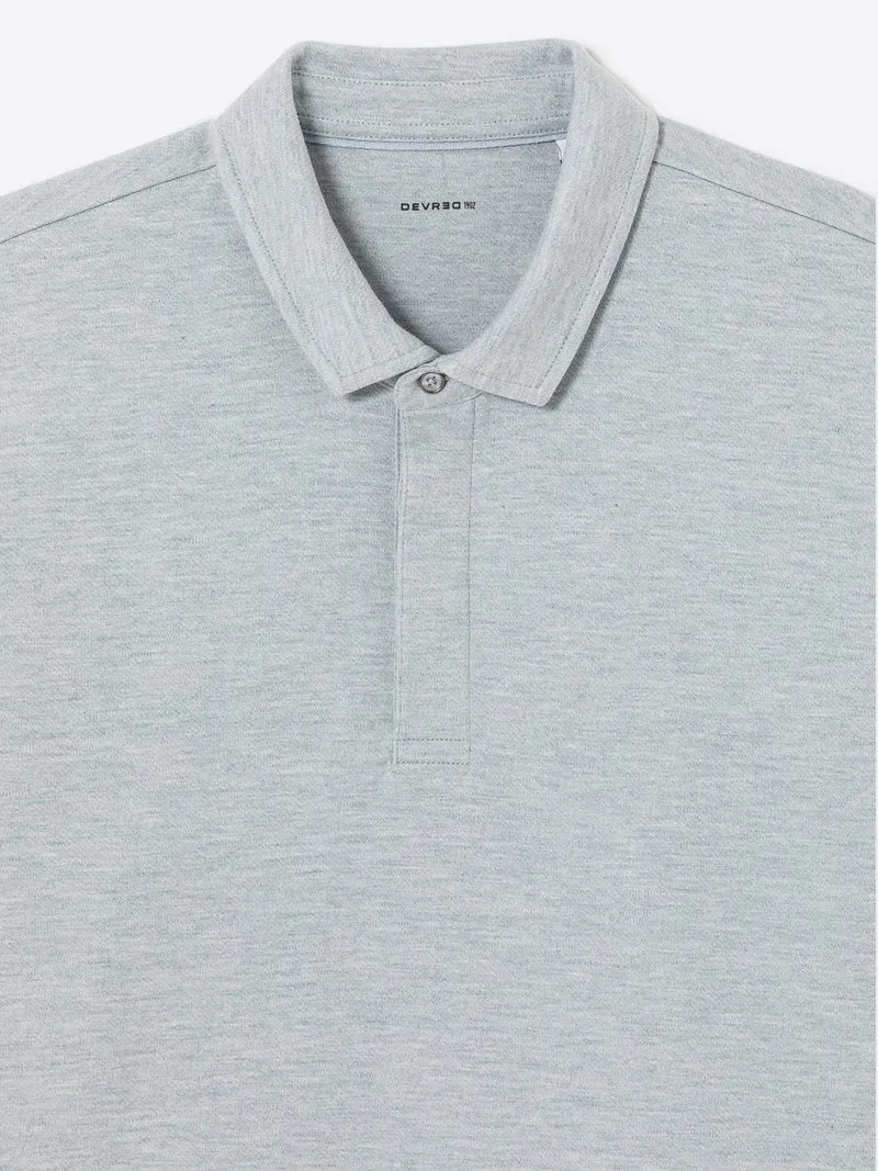Polo manches longues chiné en coton
