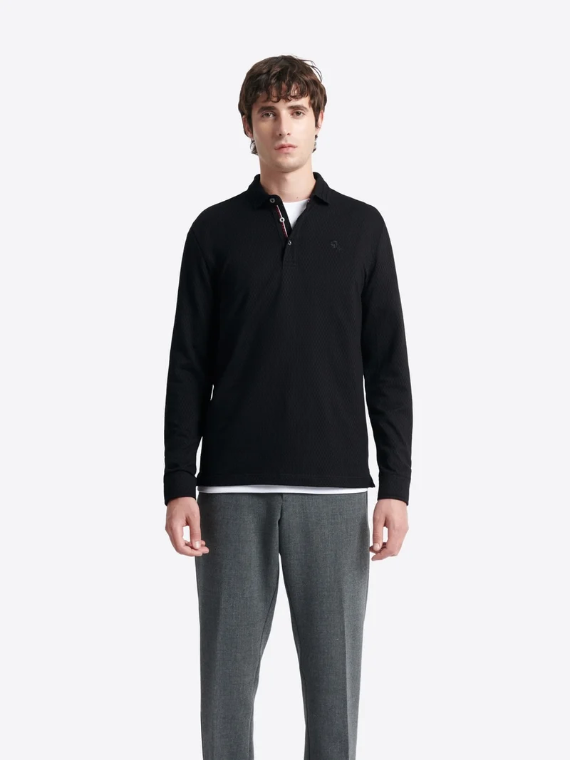 Polo manches longues en jacquard