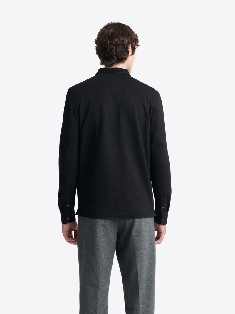 Polo manches longues en jacquard