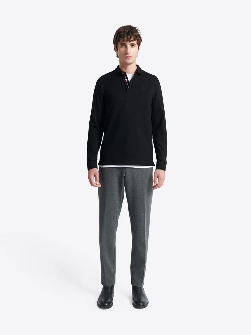 Polo manches longues en jacquard