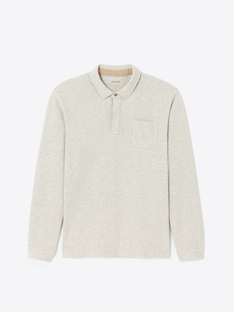 Polo manches longues chiné en coton