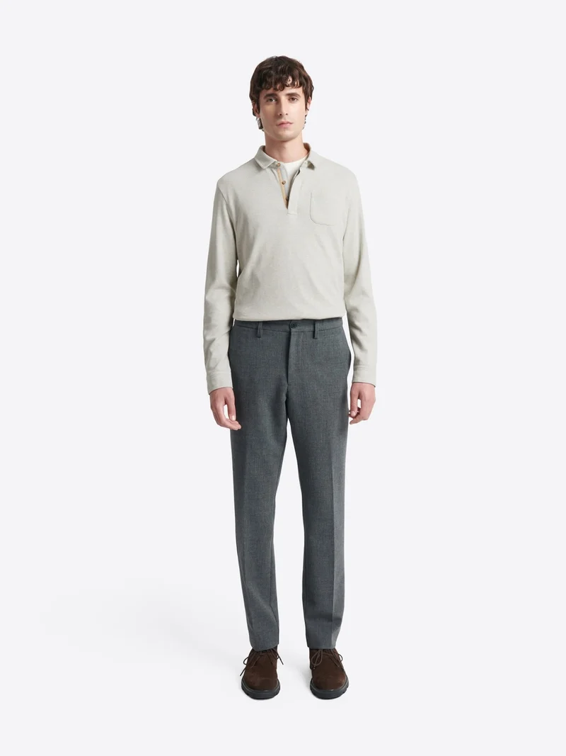 Polo manches longues chiné en coton