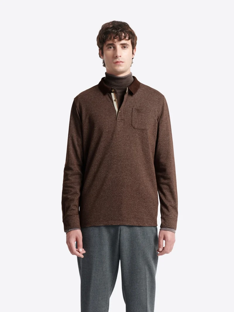 Polo manches longues chiné