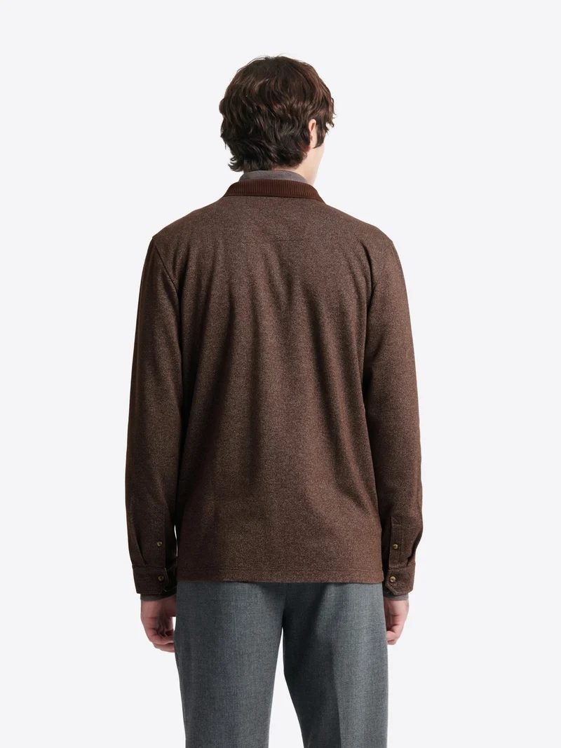 Polo manches longues chiné