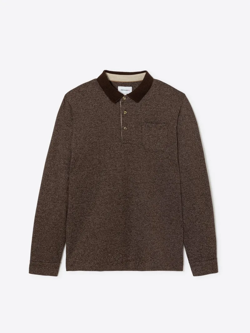 Polo manches longues chiné
