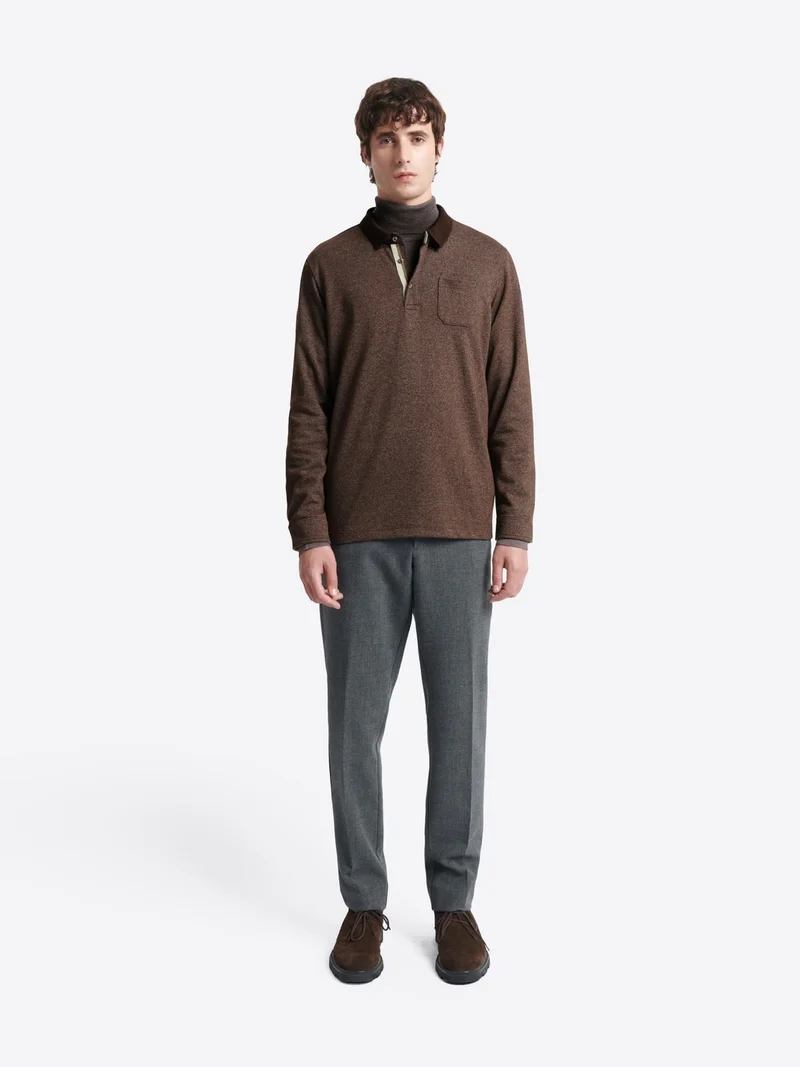 Polo manches longues chiné