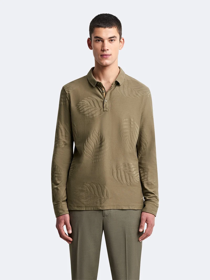 Polo manches longues en coton à motif
