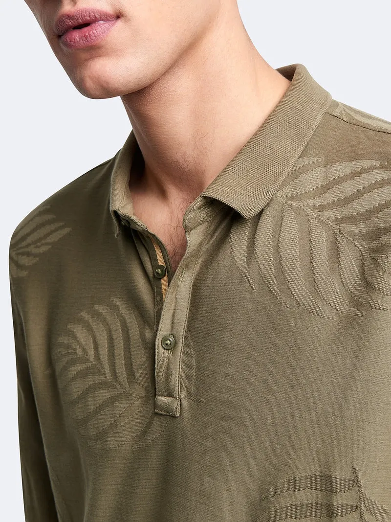 Polo manches longues en coton à motif