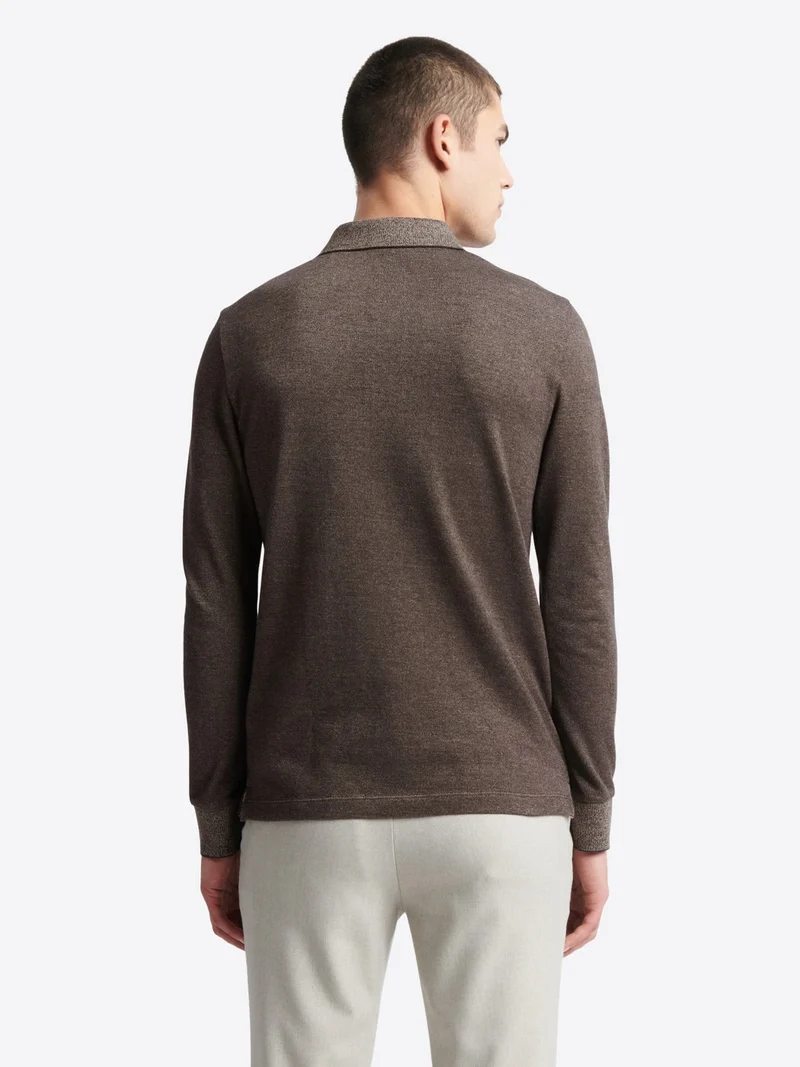 Polo manches longues chiné en coton