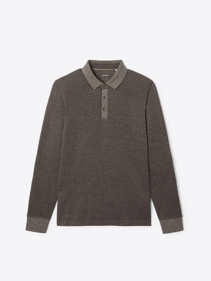Polo manches longues chiné en coton