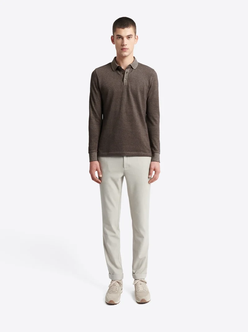 Polo manches longues chiné en coton
