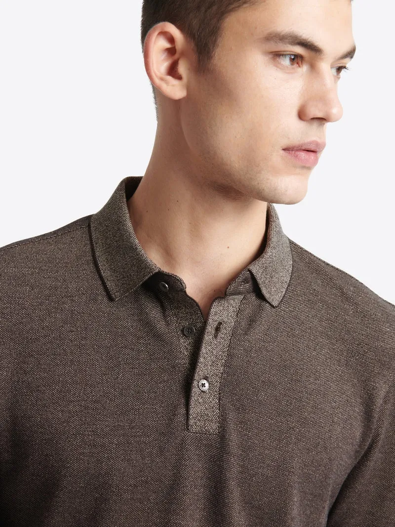 Polo manches longues chiné en coton