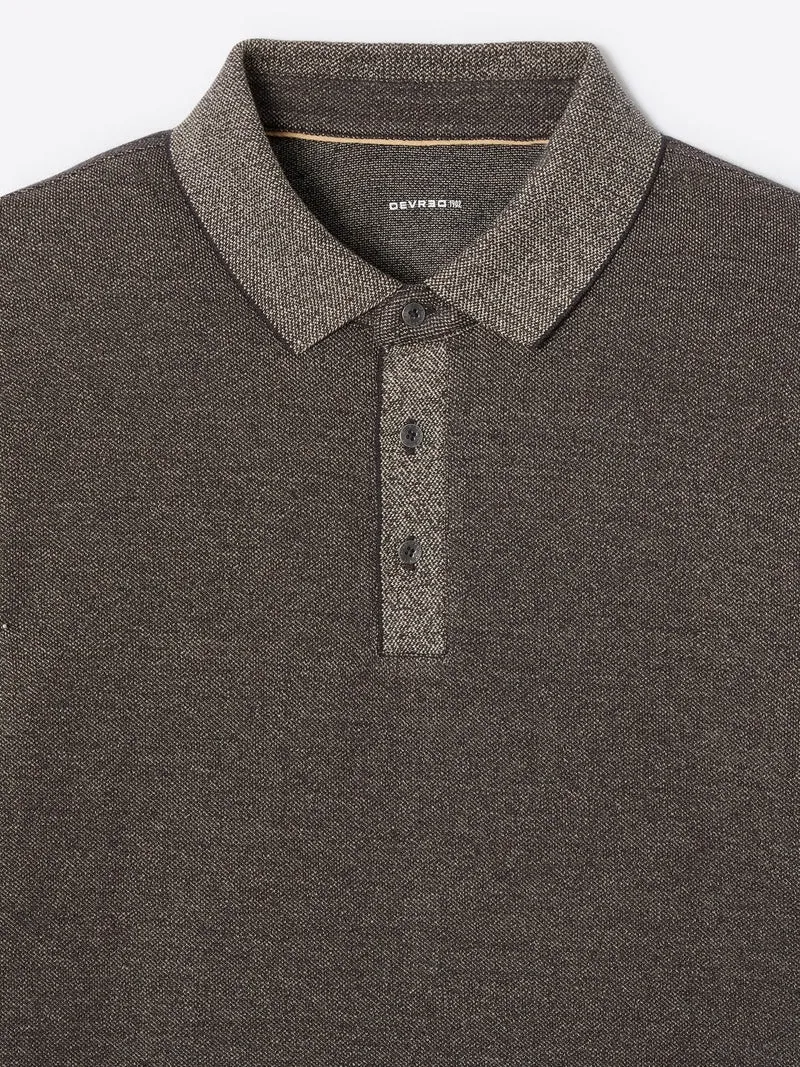 Polo manches longues chiné en coton