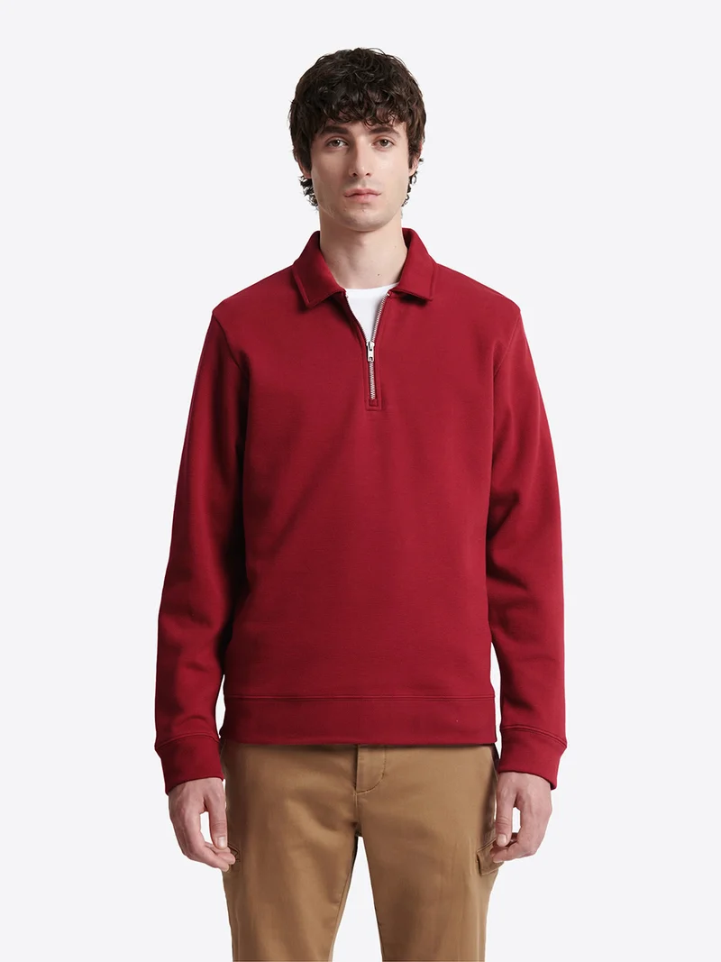Polo manches longues regular col zippé