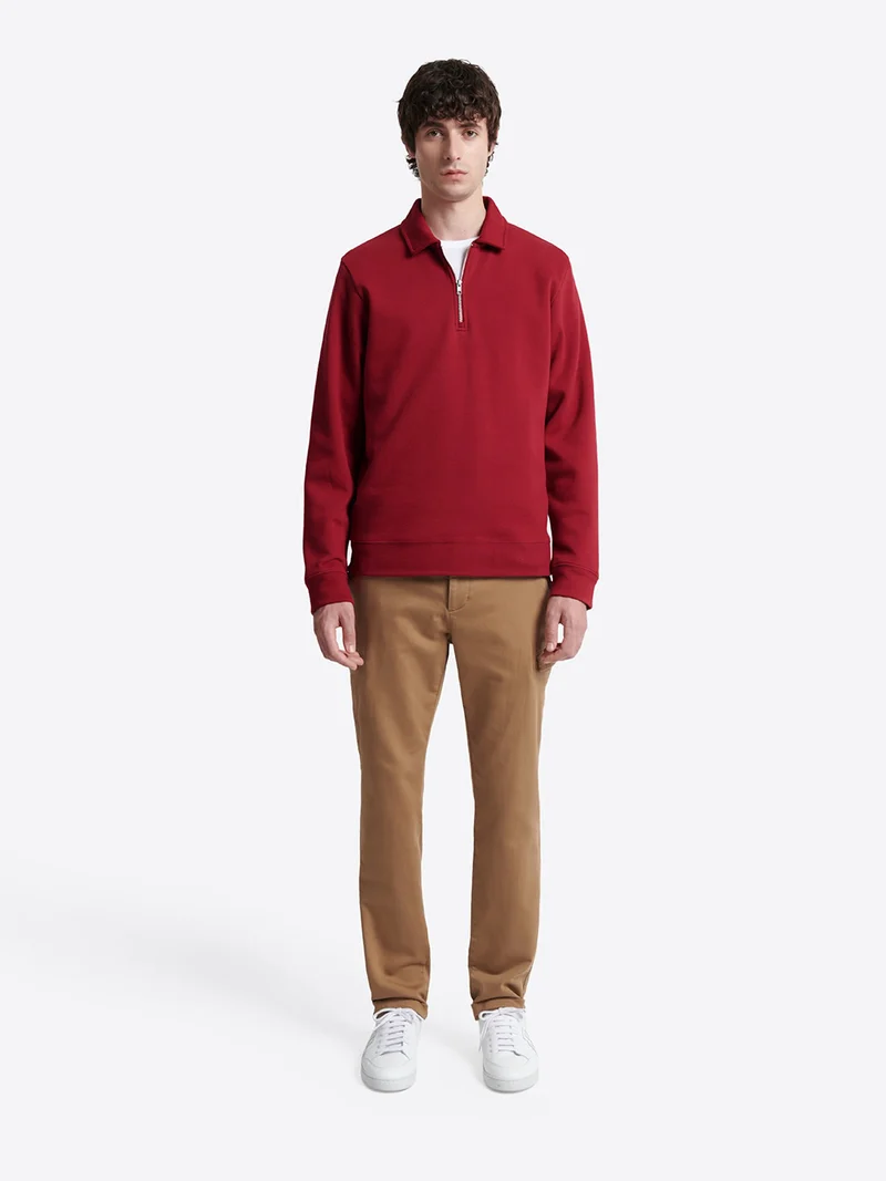 Polo manches longues regular col zippé
