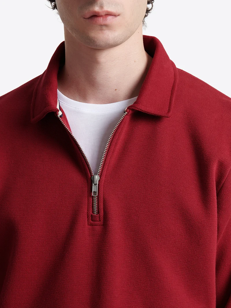 Polo manches longues regular col zippé