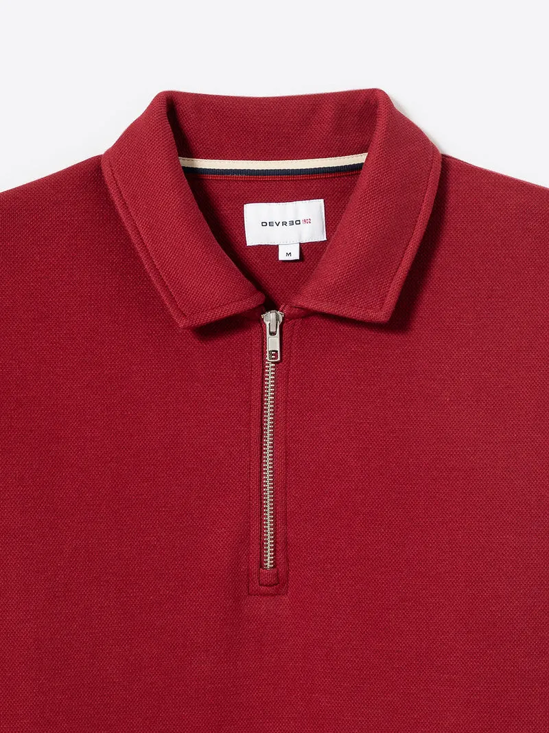 Polo manches longues regular col zippé