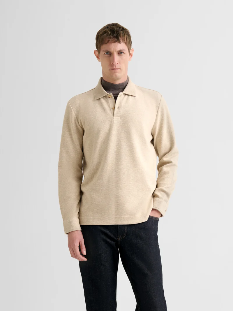 Polo boutonné en jacquard