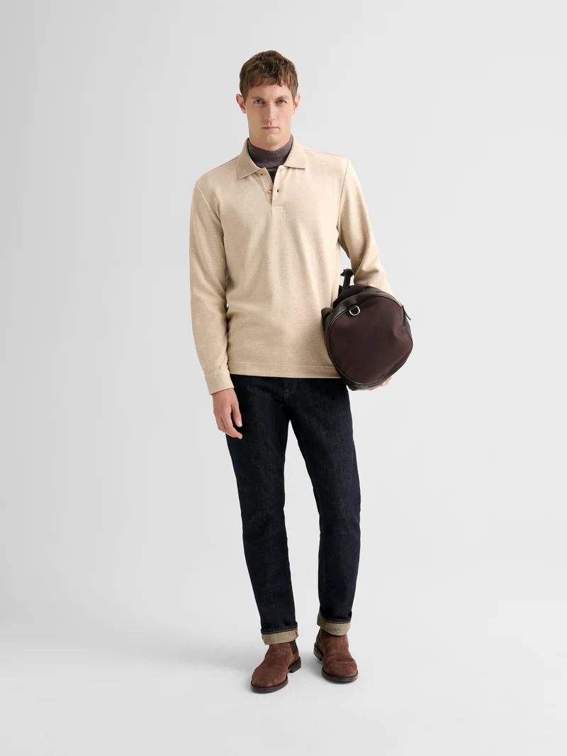 Polo boutonné en jacquard