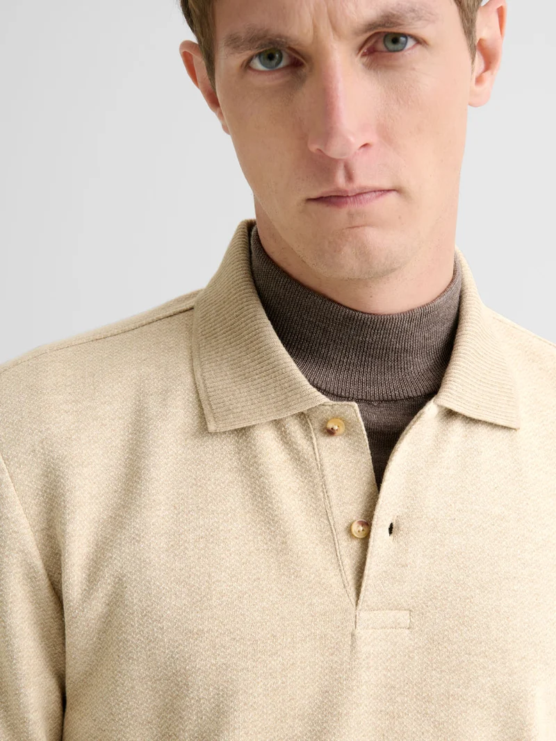 Polo boutonné en jacquard