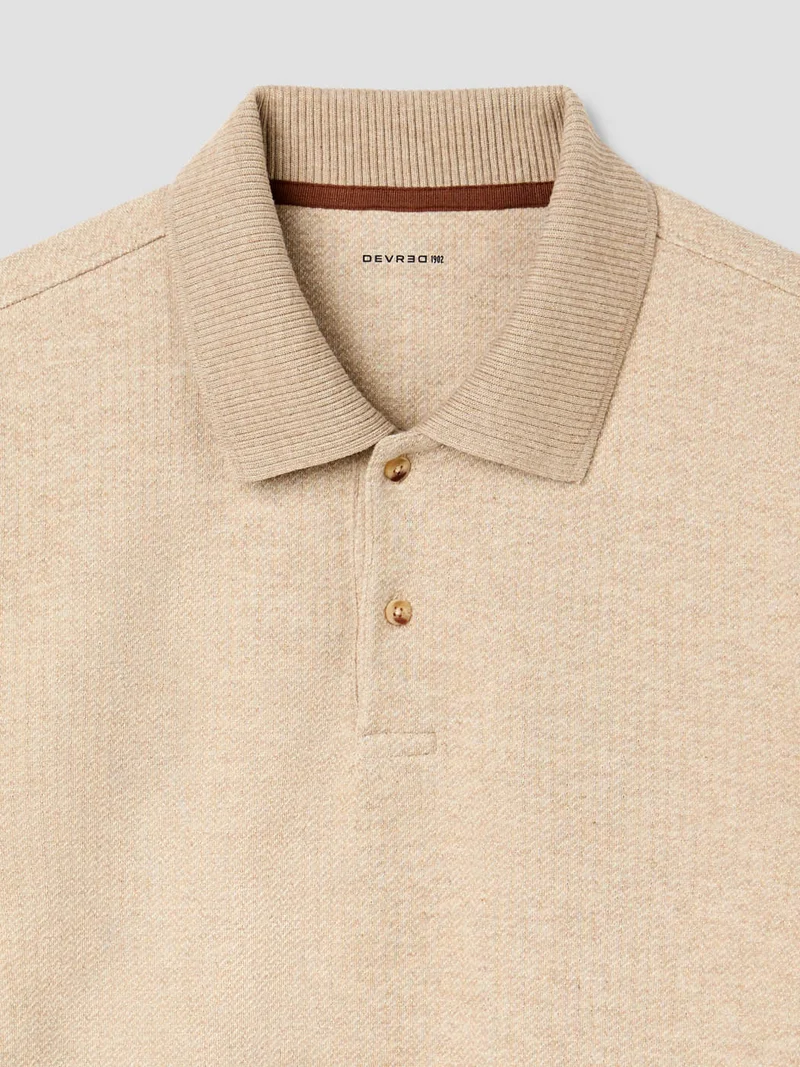 Polo boutonné en jacquard