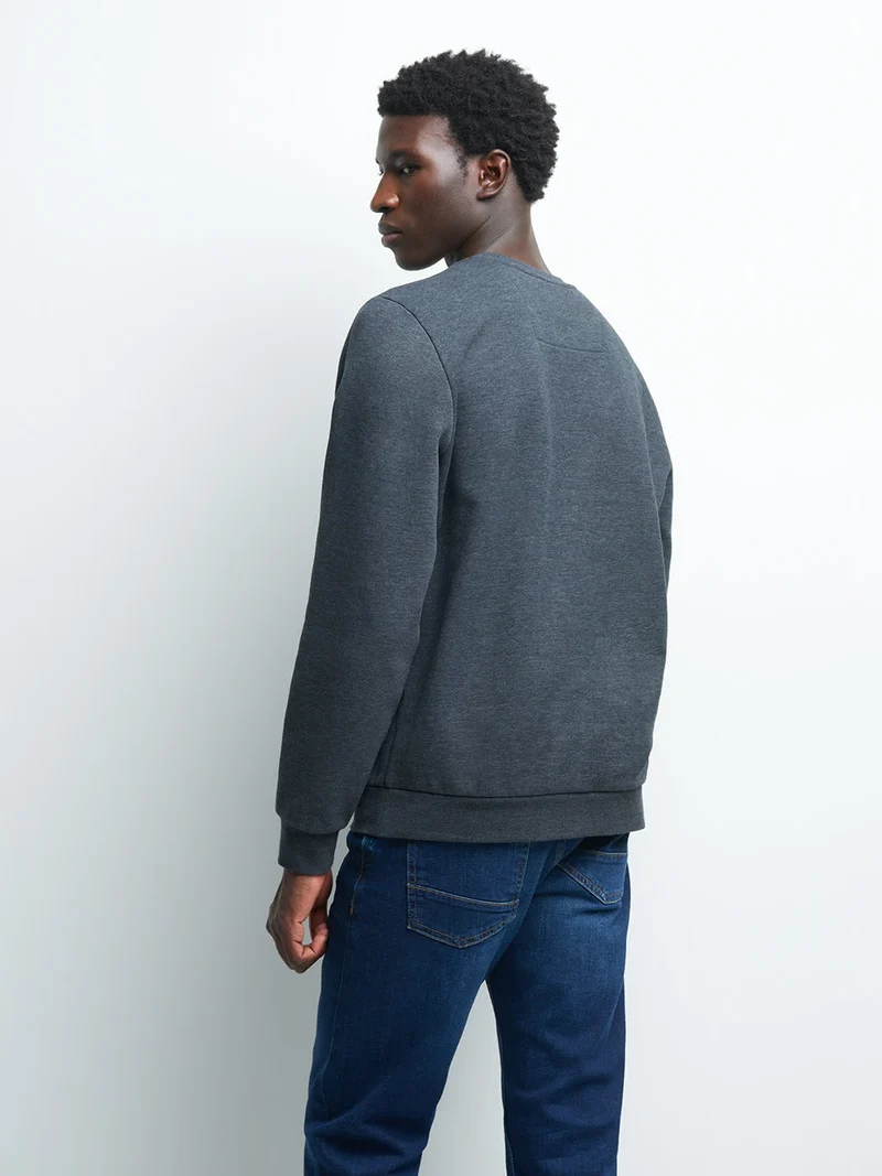 Sweat col rond molleton chiné
