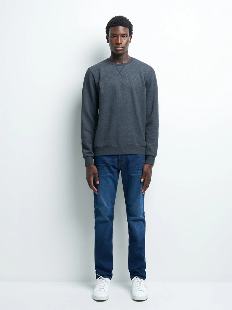 Sweat col rond molleton chiné