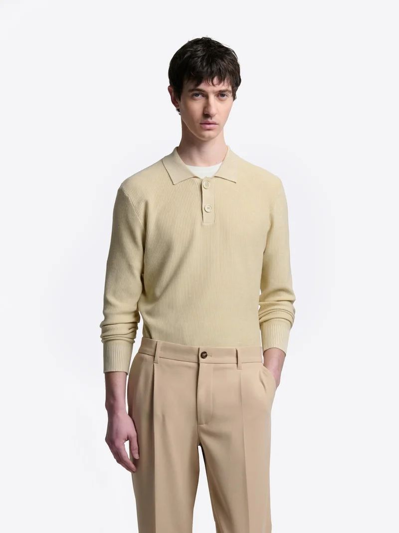 Pull polo col boutonné viscose certifiée