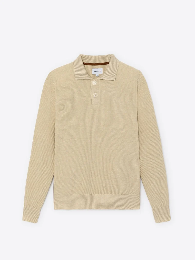 Pull polo col boutonné viscose certifiée