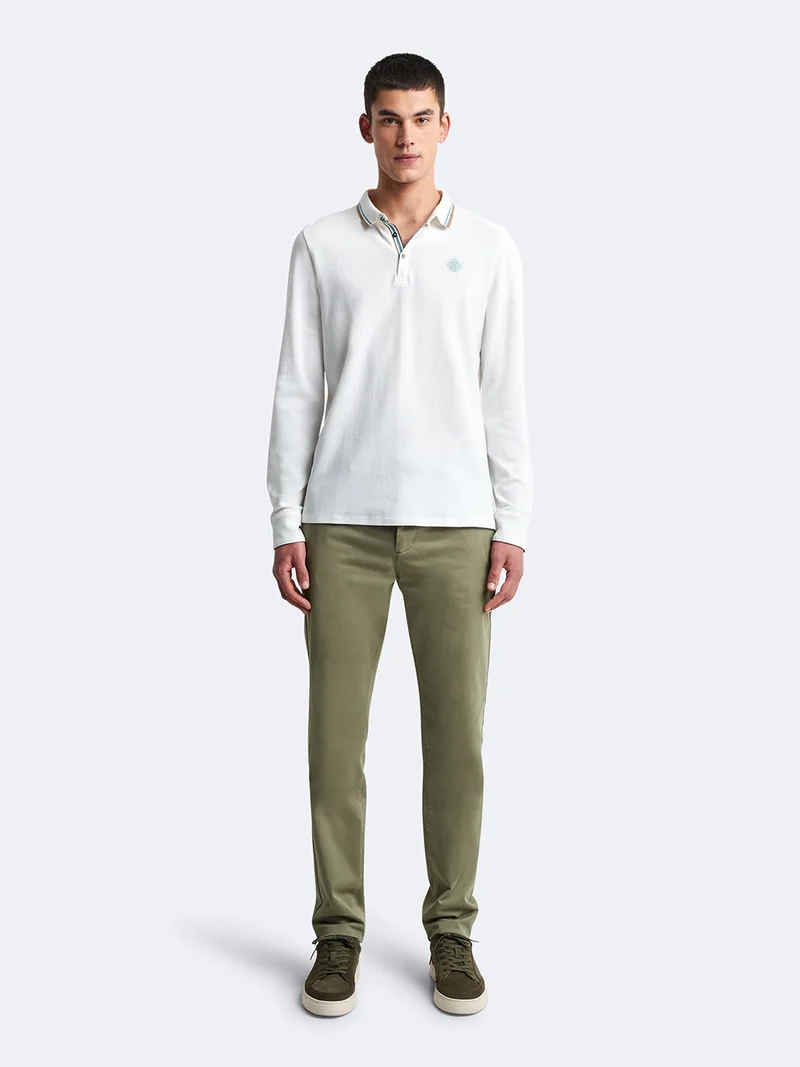 Polo manches longues en coton brodé