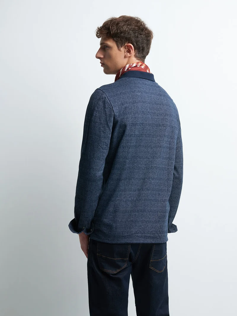 Polo à manches longues jacquard bicolore