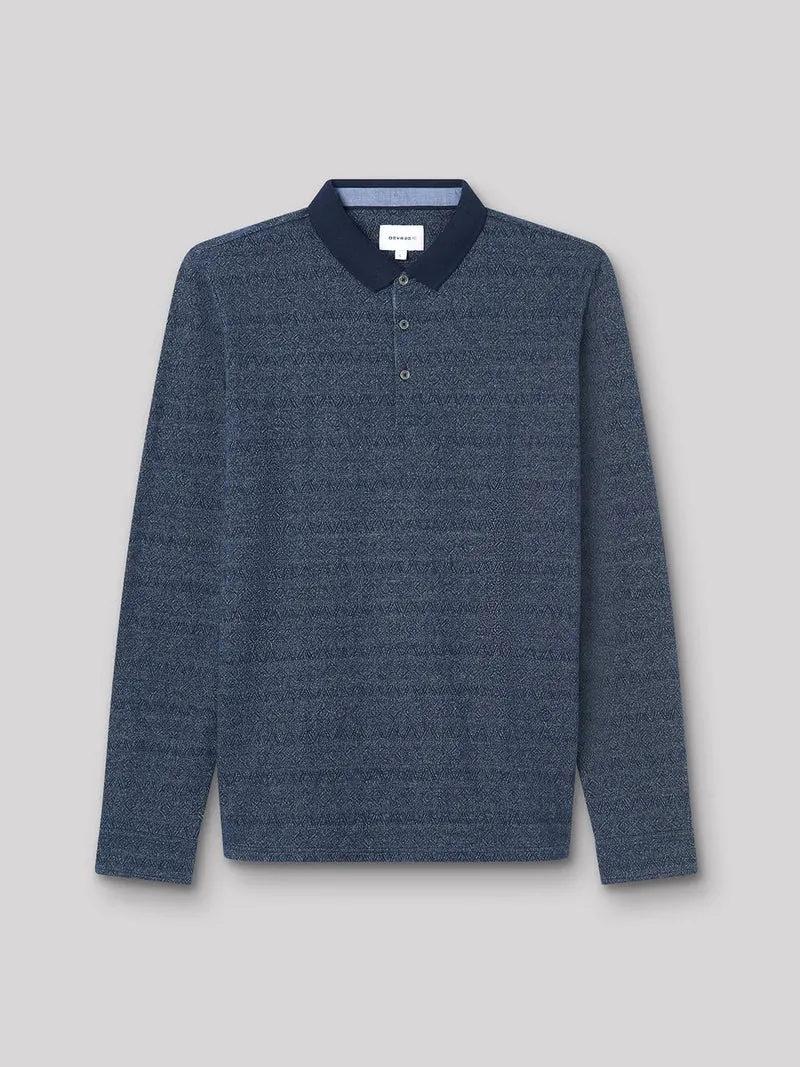 Polo à manches longues jacquard bicolore