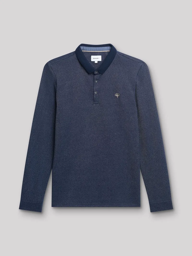 Polo manches longues en coton jacquard