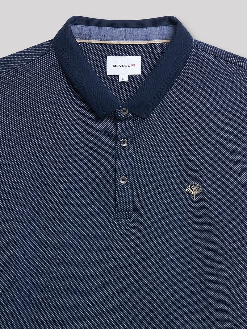Polo manches longues en coton jacquard