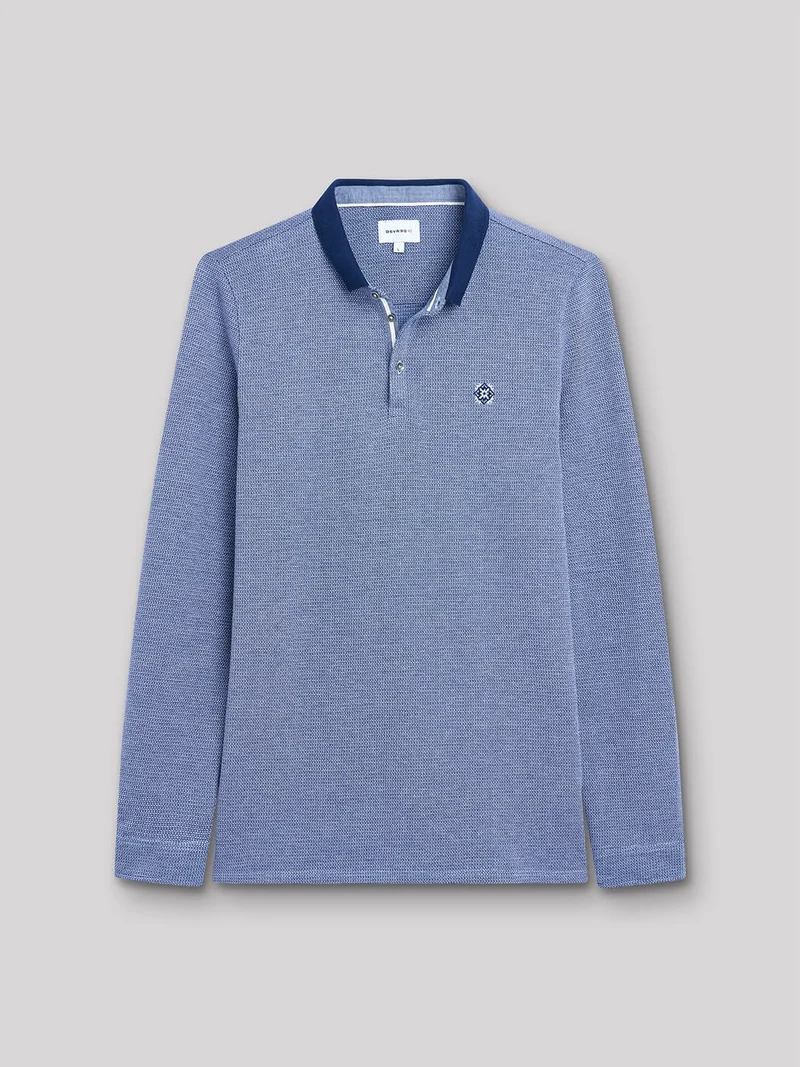 Polo manches longues en coton brodé