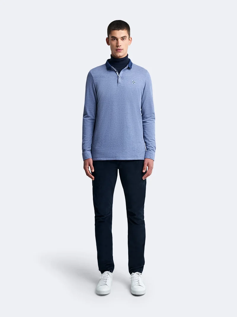 Polo manches longues en coton brodé