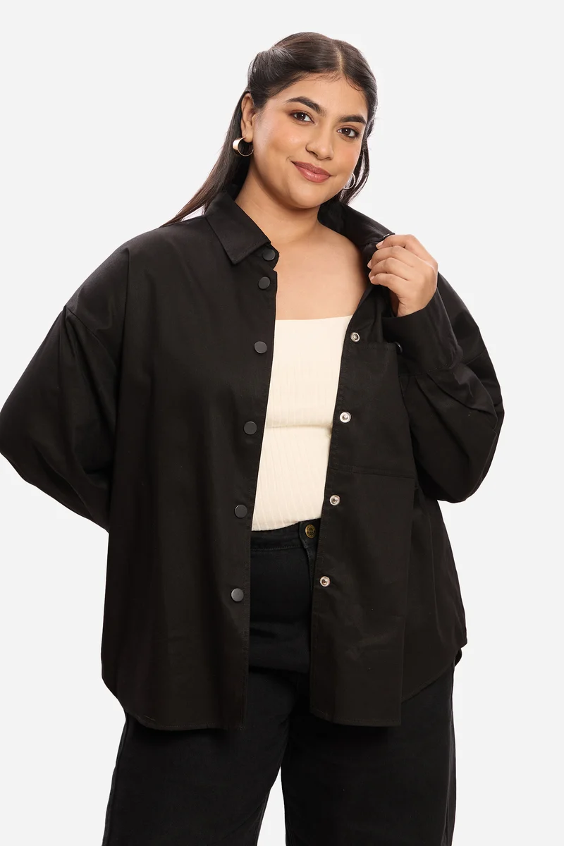 Oliwia|100% Cotton Washed Utility Shirt