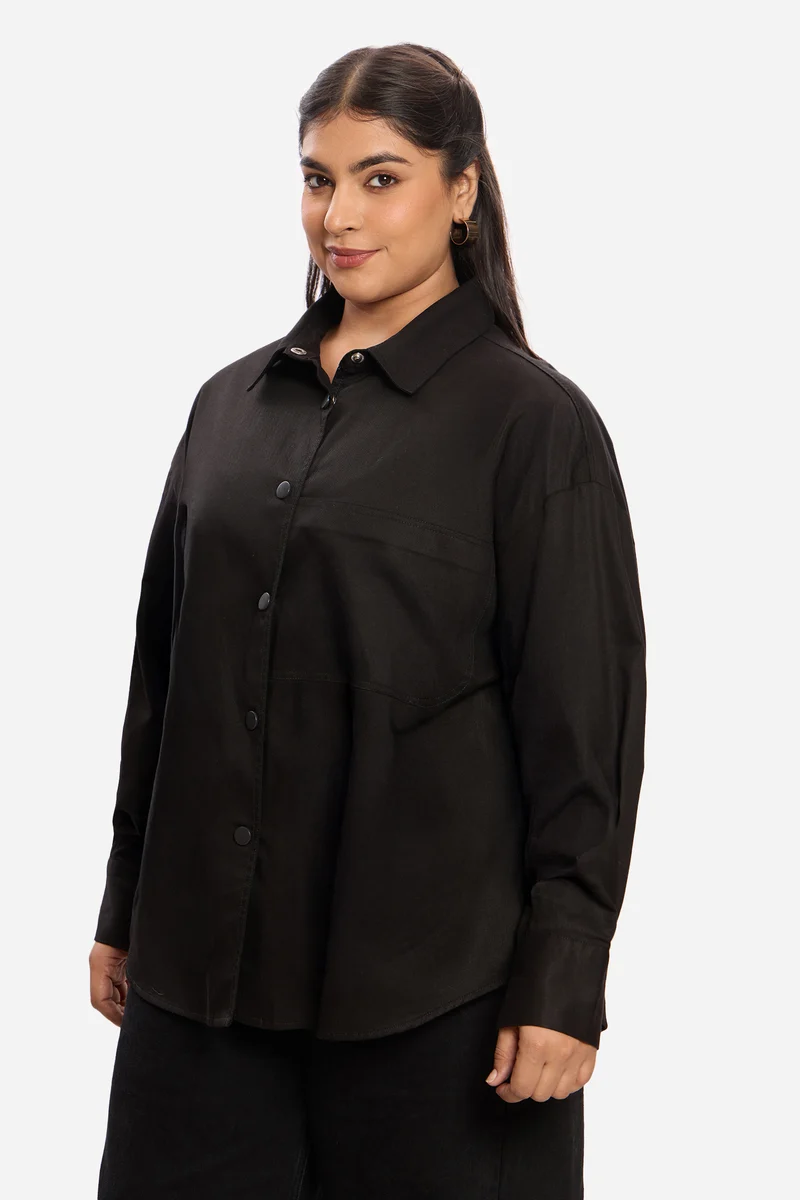 Oliwia|100% Cotton Washed Utility Shirt