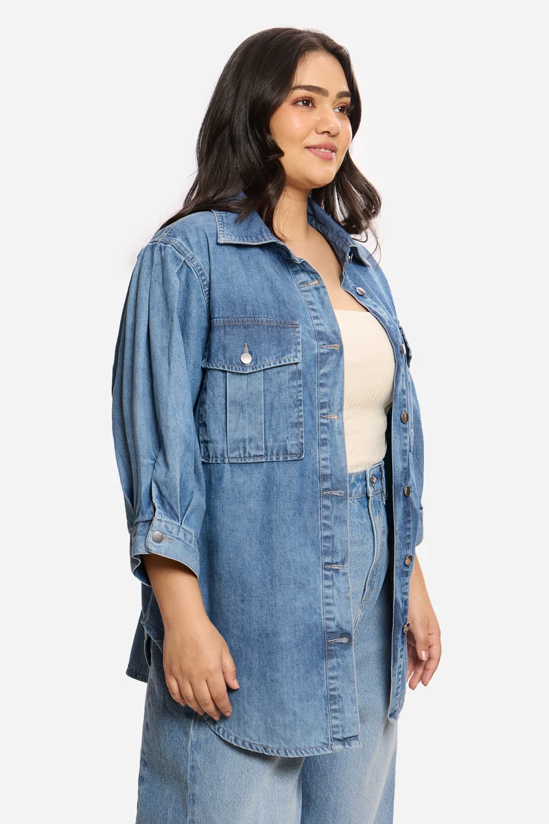 Wiktoria|100% Cotton Utility Denim Shirt