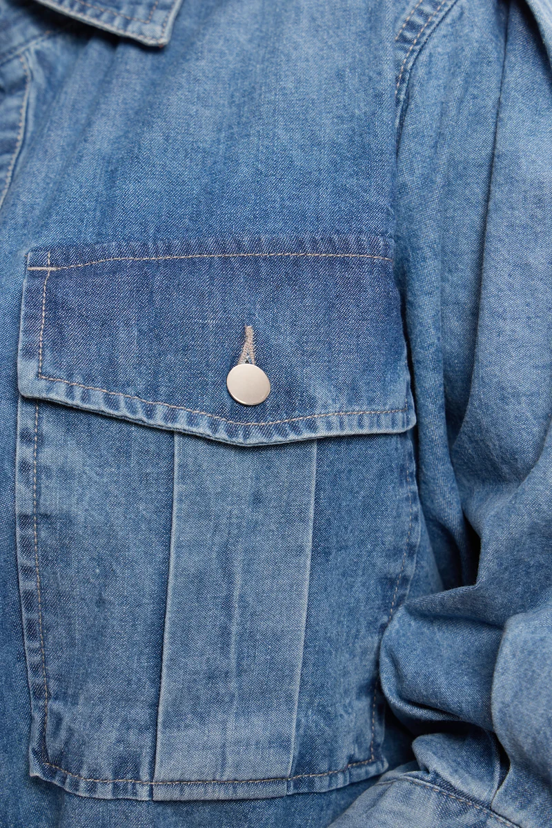 Wiktoria|100% Cotton Utility Denim Shirt
