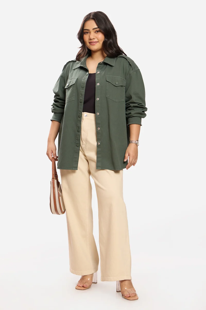 Sandera|100% Cotton Washed Utility Shirt