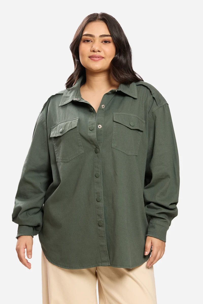 Sandera|100% Cotton Washed Utility Shirt